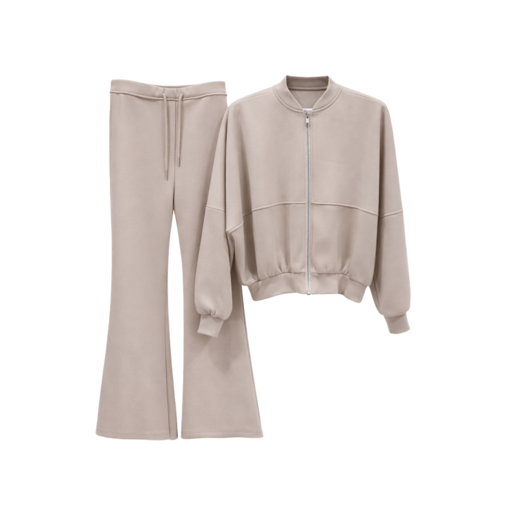 Conjunto de duas peças Vê-o Dailly｜Casaco casual com fecho e calças pantalona