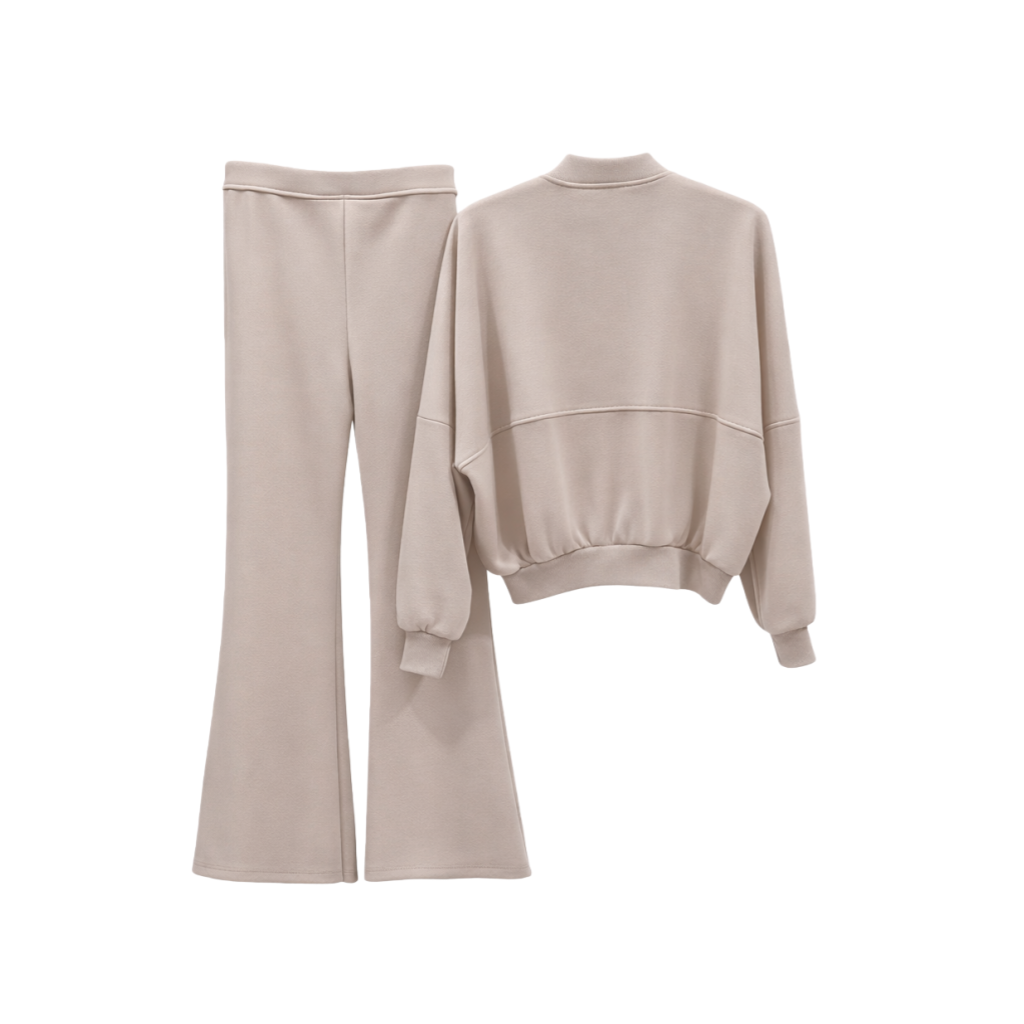 Conjunto de duas peças Vê-o Dailly｜Casaco casual com fecho e calças pantalona