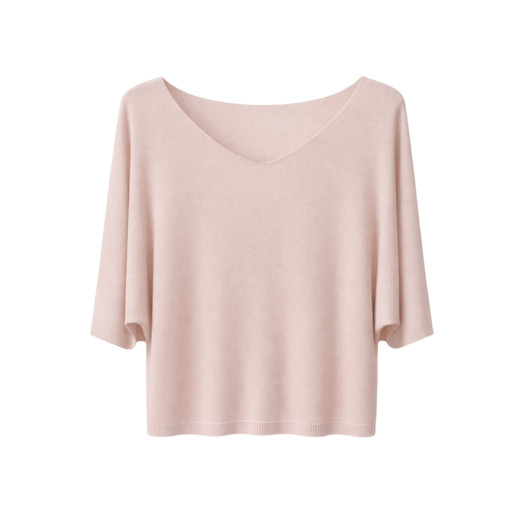 Vê-o Dailly｜Simple V-Neck Loose Short-Sleeve Knit Top
