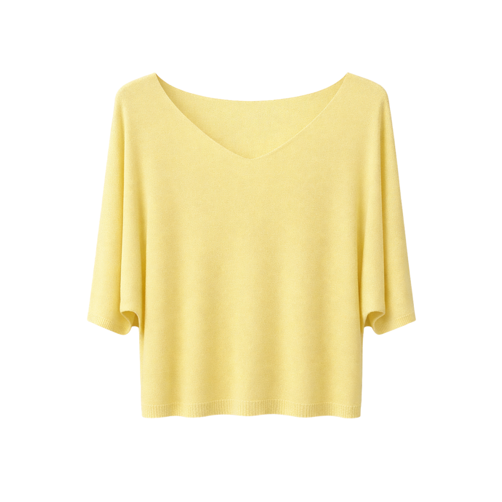 Vê-o Dailly｜Simple V-Neck Loose Short-Sleeve Knit Top