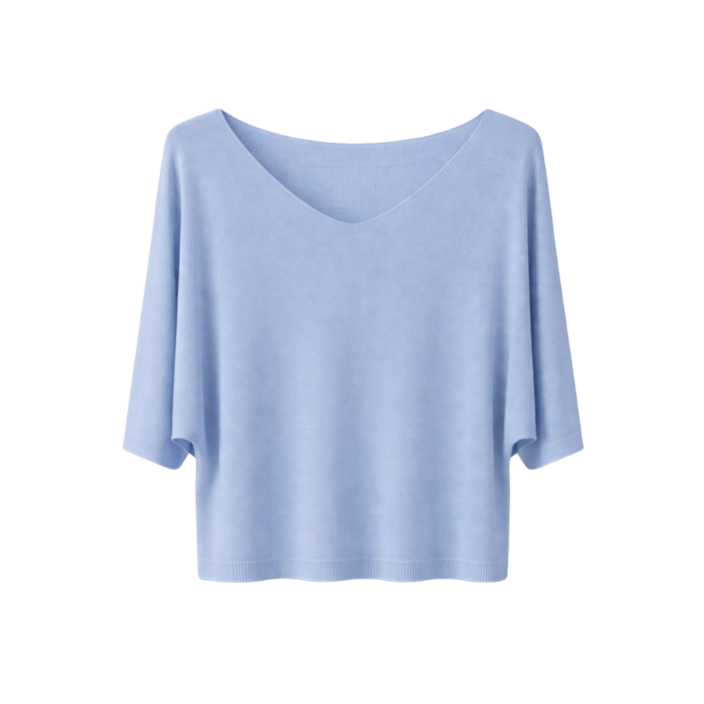 Vê-o Dailly｜Simple V-Neck Loose Short-Sleeve Knit Top