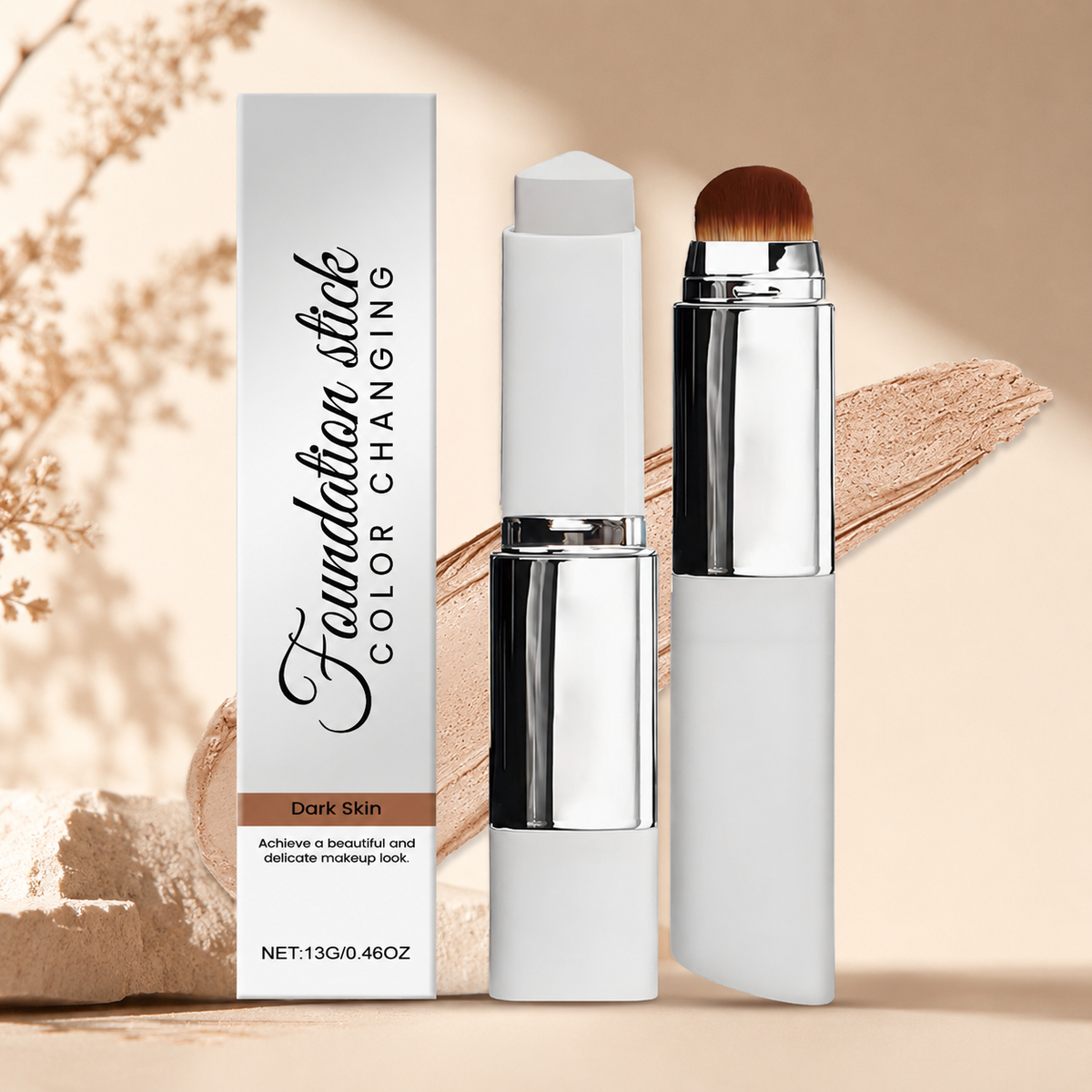 Base em Stick Dupla com Pincel | Leve, Natural e Confortável na Pele