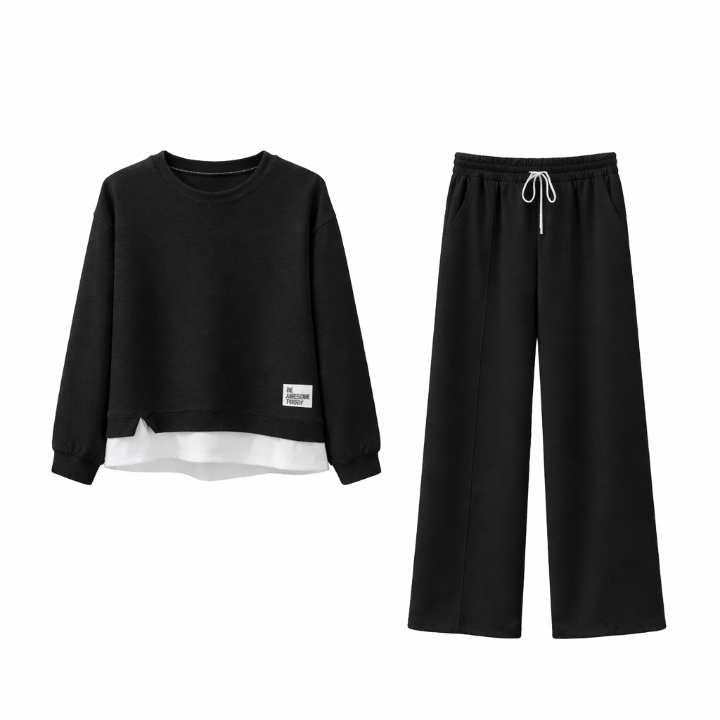 Conjunto de loungewear casual de duas peças para mulher Vê-o Dailly
