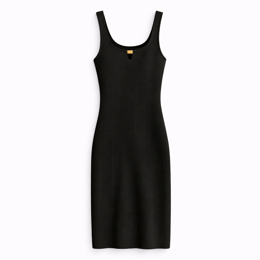 Vê-o Studio｜Vestido midi texturizado sem mangas
