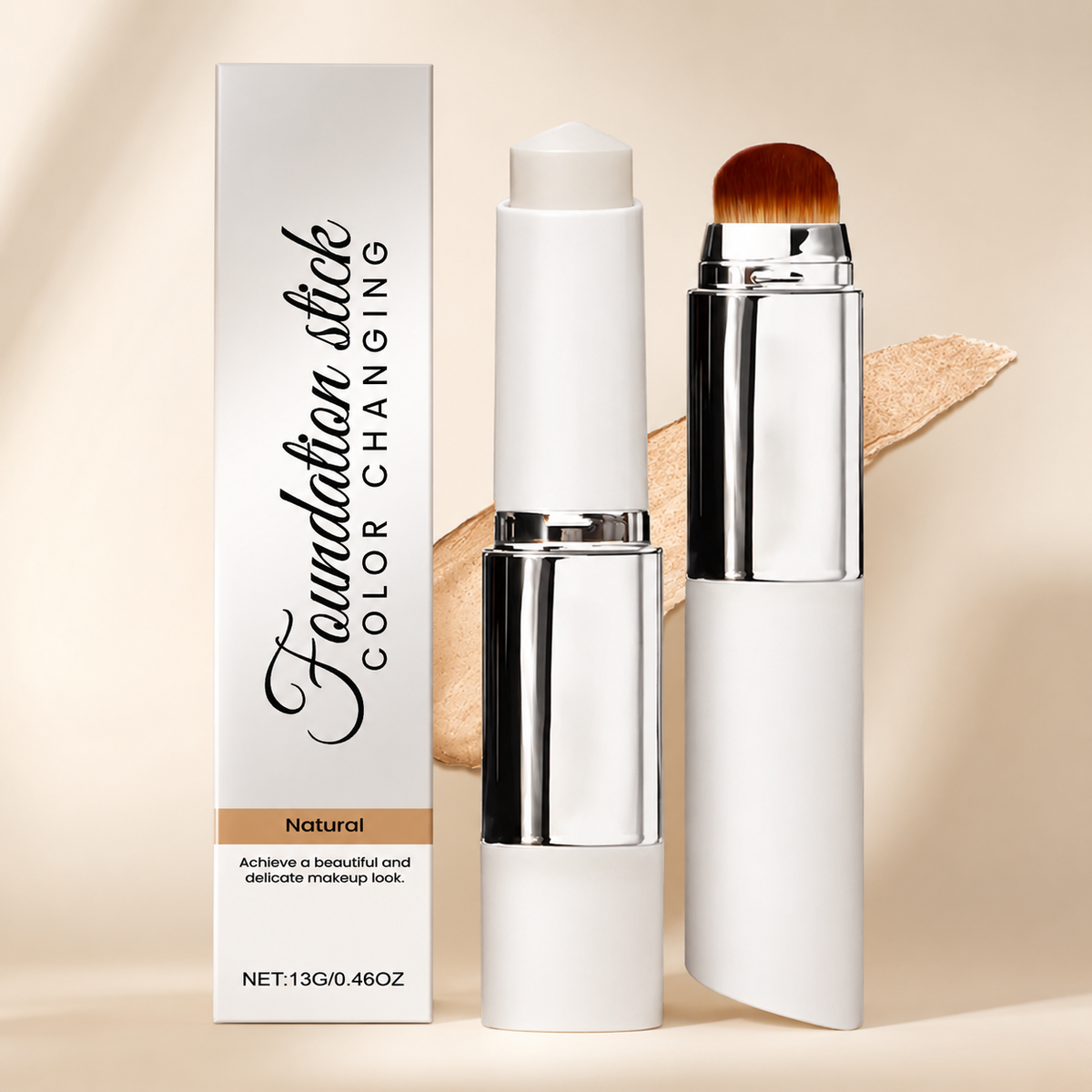 Base em Stick Dupla com Pincel | Leve, Natural e Confortável na Pele