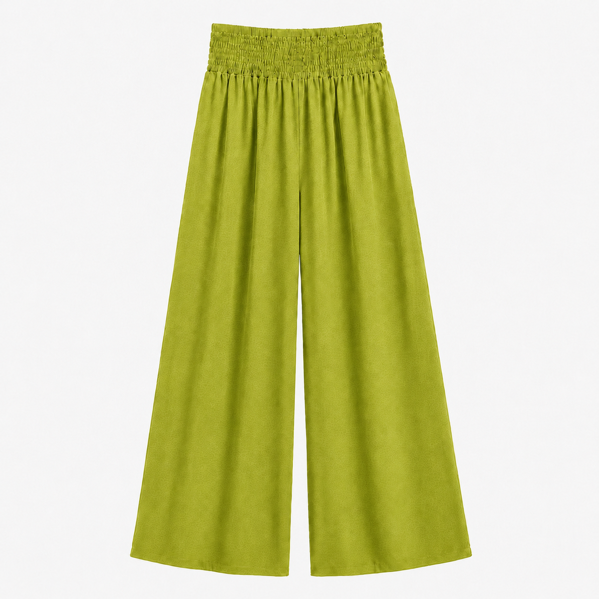 Smocked Waist Wide-Leg Trousers