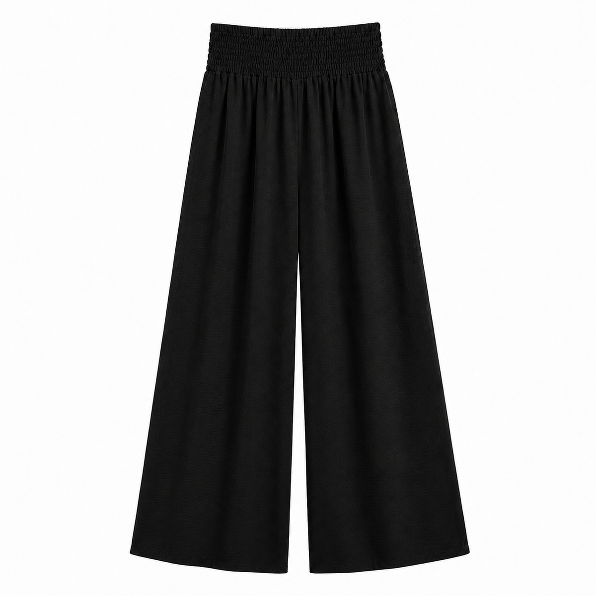 Smocked Waist Wide-Leg Trousers