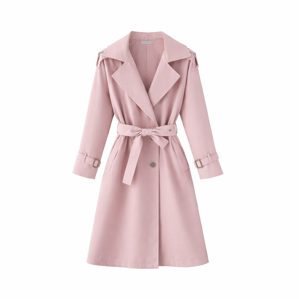 Vê-o Dailly｜Casaco Trench Coat Slim Fit Longo com Cinto