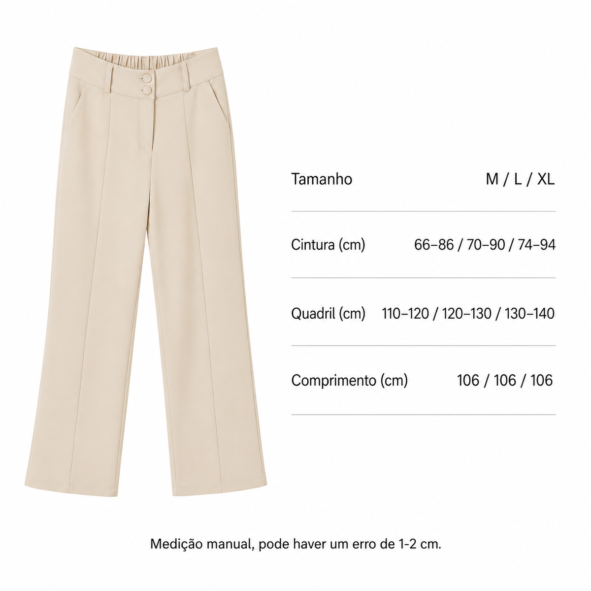 VÊ-O Calças de Alfaiataria Femininas Cintura Subida Corte Reto com Pregas e Cós Elástico, Calças Elegantes Confortáveis Casual, Escritório, Trabalho e Uso Diário