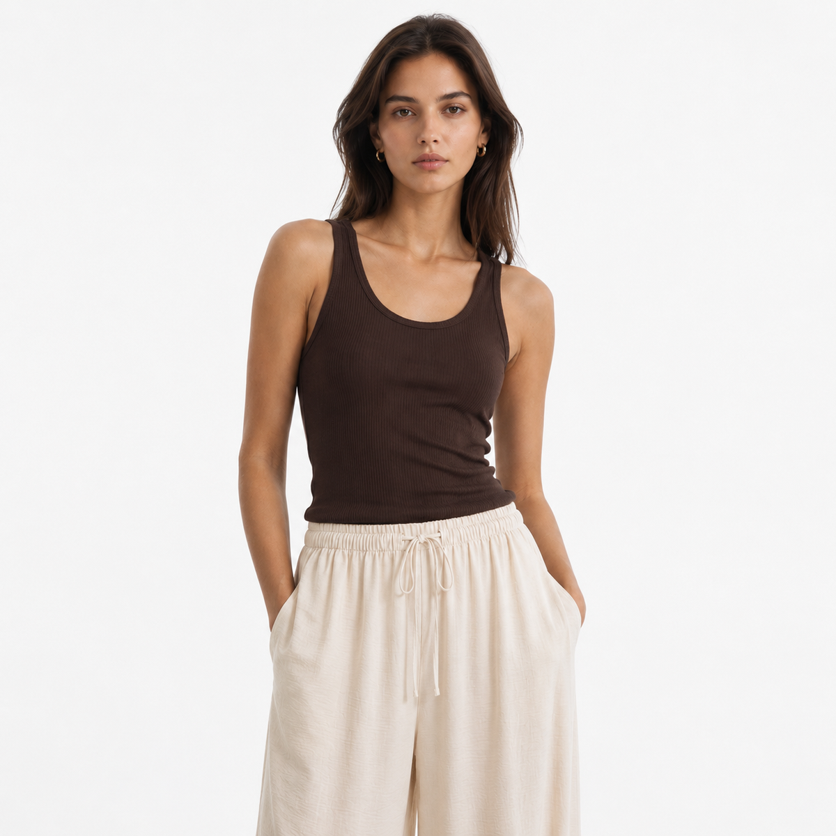 Drawstring Wide-Leg Trousers