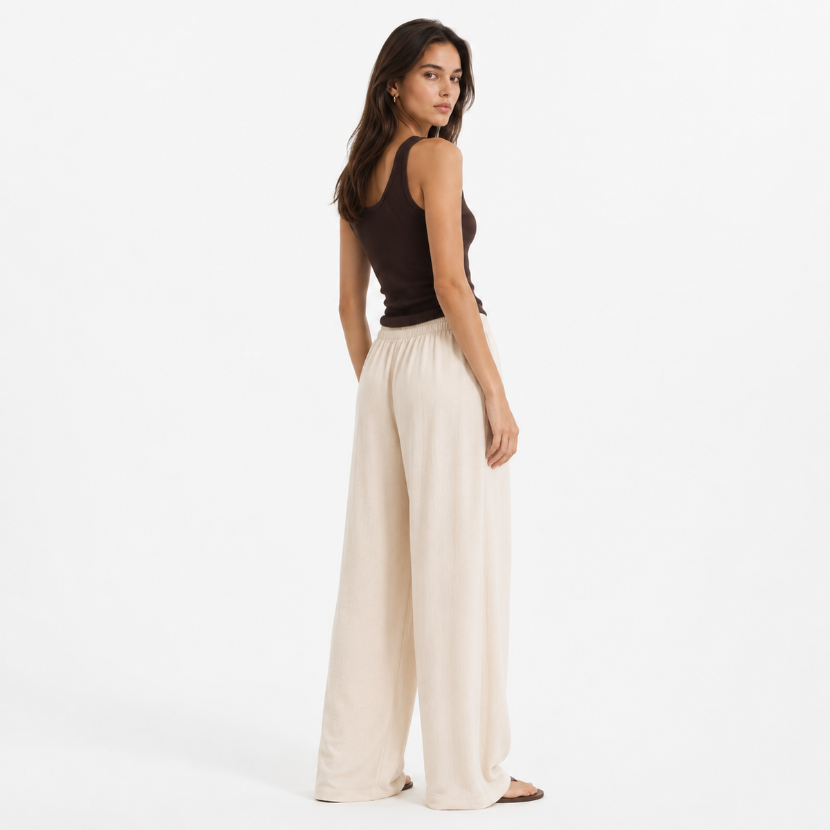 Drawstring Wide-Leg Trousers