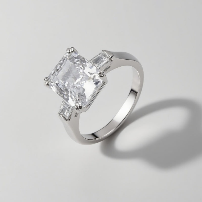 anel de diamante quadrado Asscher