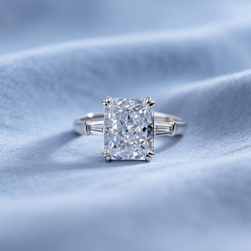 anel de diamante quadrado Asscher
