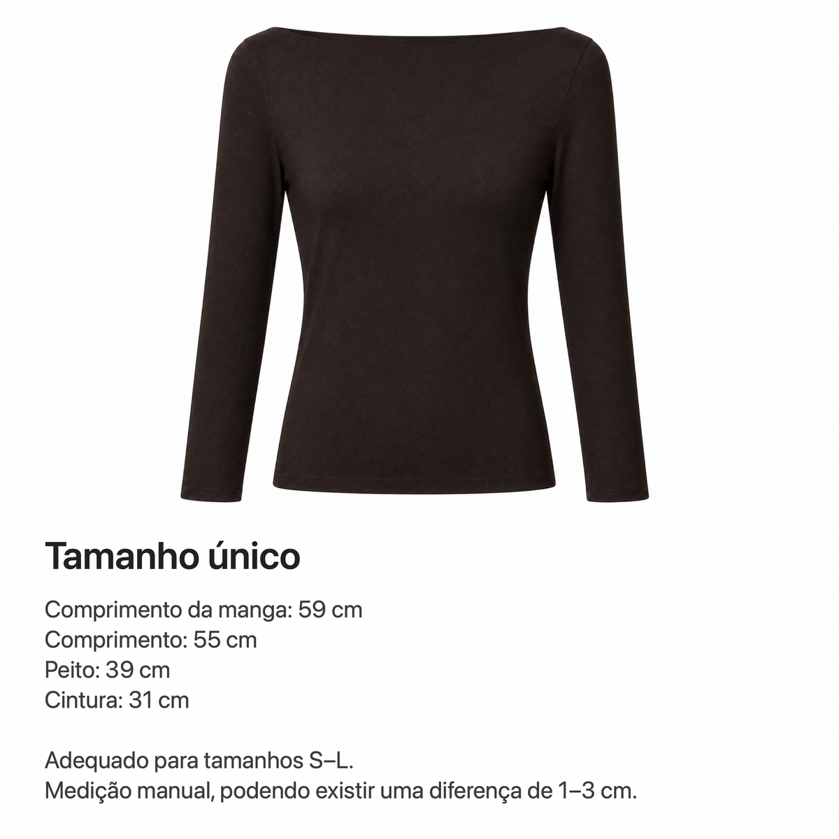 VÊ-O Camisola de Manga Comprida com Decote Largo, Top Justo Feminino, Básico Elegante, Segunda Pele para Outono e Inverno