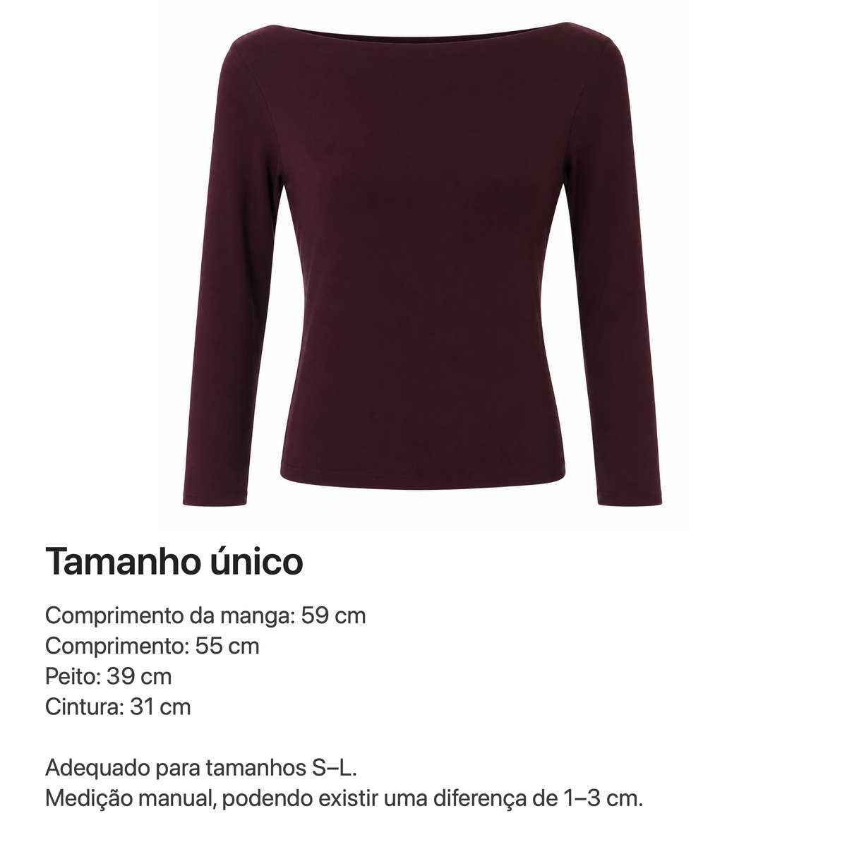 VÊ-O Camisola de Manga Comprida com Decote Largo, Top Justo Feminino, Básico Elegante, Segunda Pele para Outono e Inverno