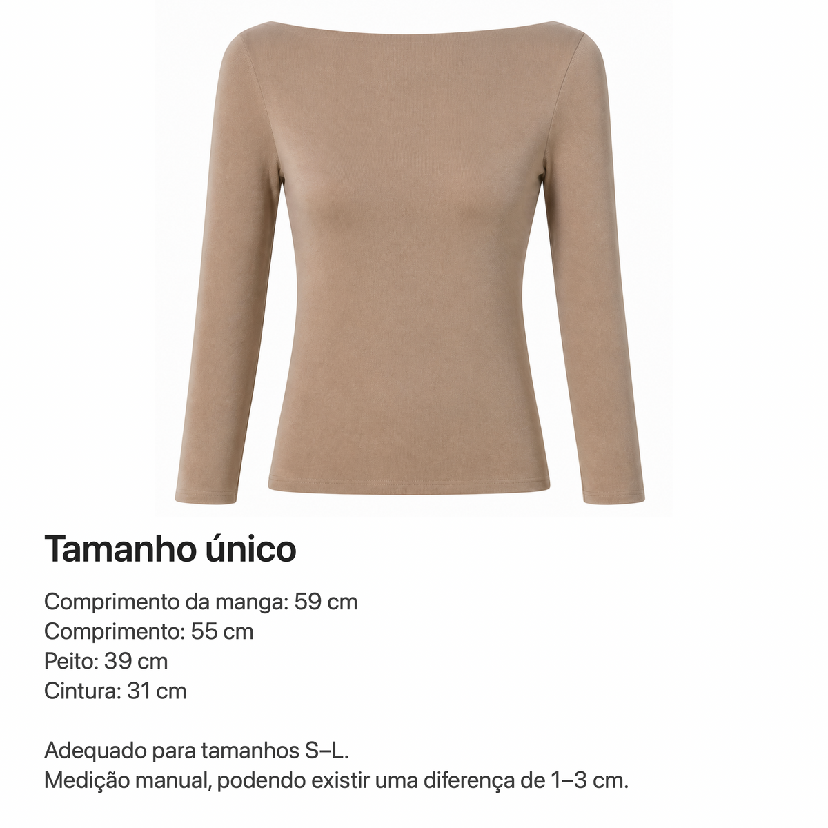 VÊ-O Camisola de Manga Comprida com Decote Largo, Top Justo Feminino, Básico Elegante, Segunda Pele para Outono e Inverno