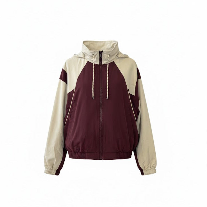 Vê-o Bem｜Conjunto de sweatshirt com fecho e calções em blocos de cores