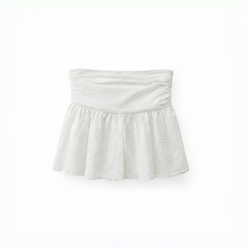 Vê-o Studio｜Top bandeau francês com folhos em jacquard 3D